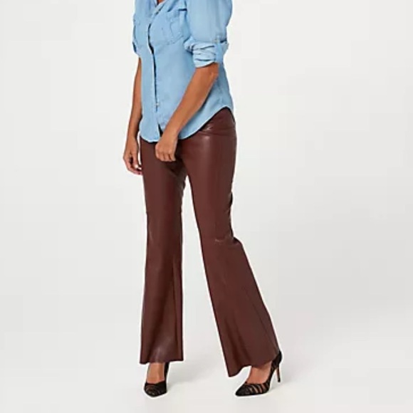 NWT Peace Love World Wide Leg Faux Leather Pants SZ16 & SZ 12 - Picture 3 of 11